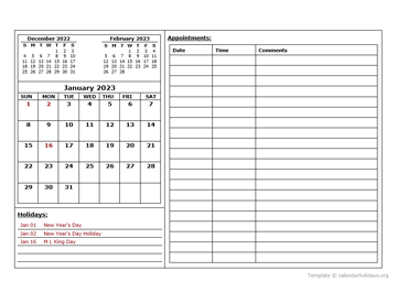 Monthly Appointment Planner