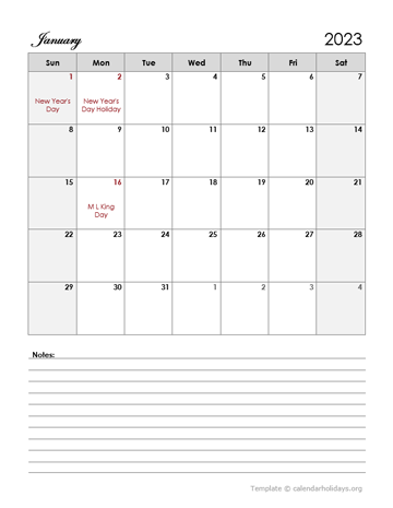 Monthly Calendar Template Large Boxes
