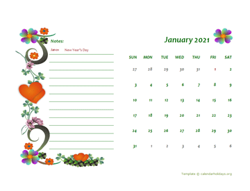 Monthly Floral Calendar Template Design
