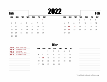 Three Months Printable Calendar