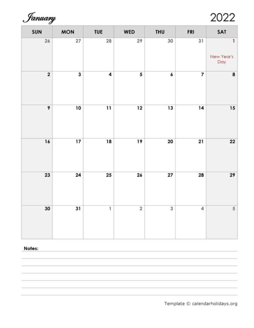 2022 monthly template calendarholidays org